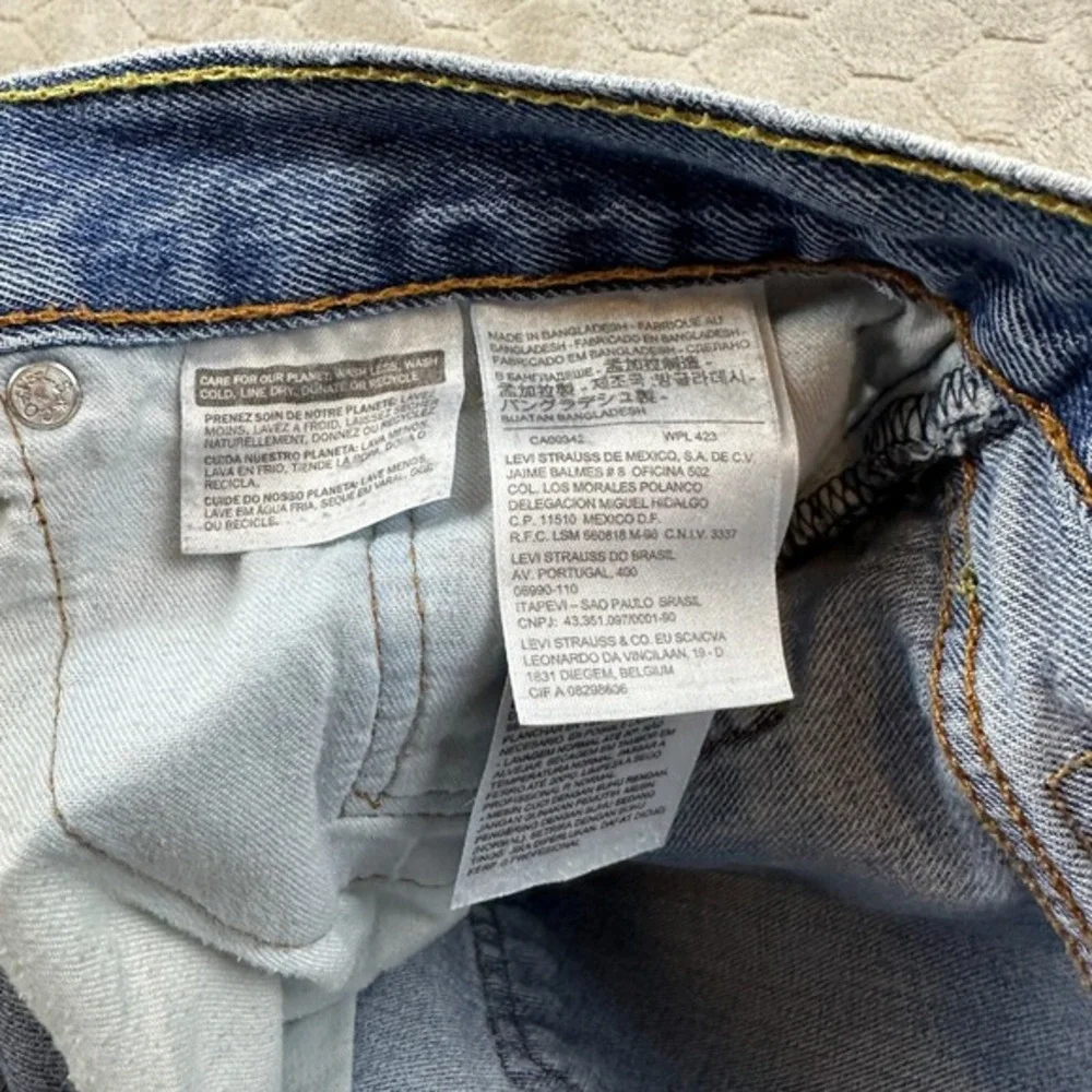 Levis 505 Jeans Men 34x29 Blue Denim Thrashed Destroyed Grunge 90s Made in Mexic